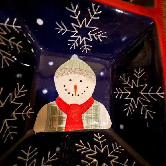 Snowman Holiday Dish Set with Red and Blue Accents - Picture 5 of 6